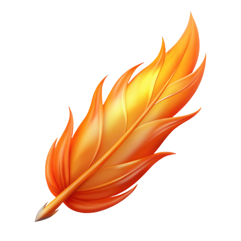 glorious tropical Phoenix feather, burning brightly with Transparent Background 8K png