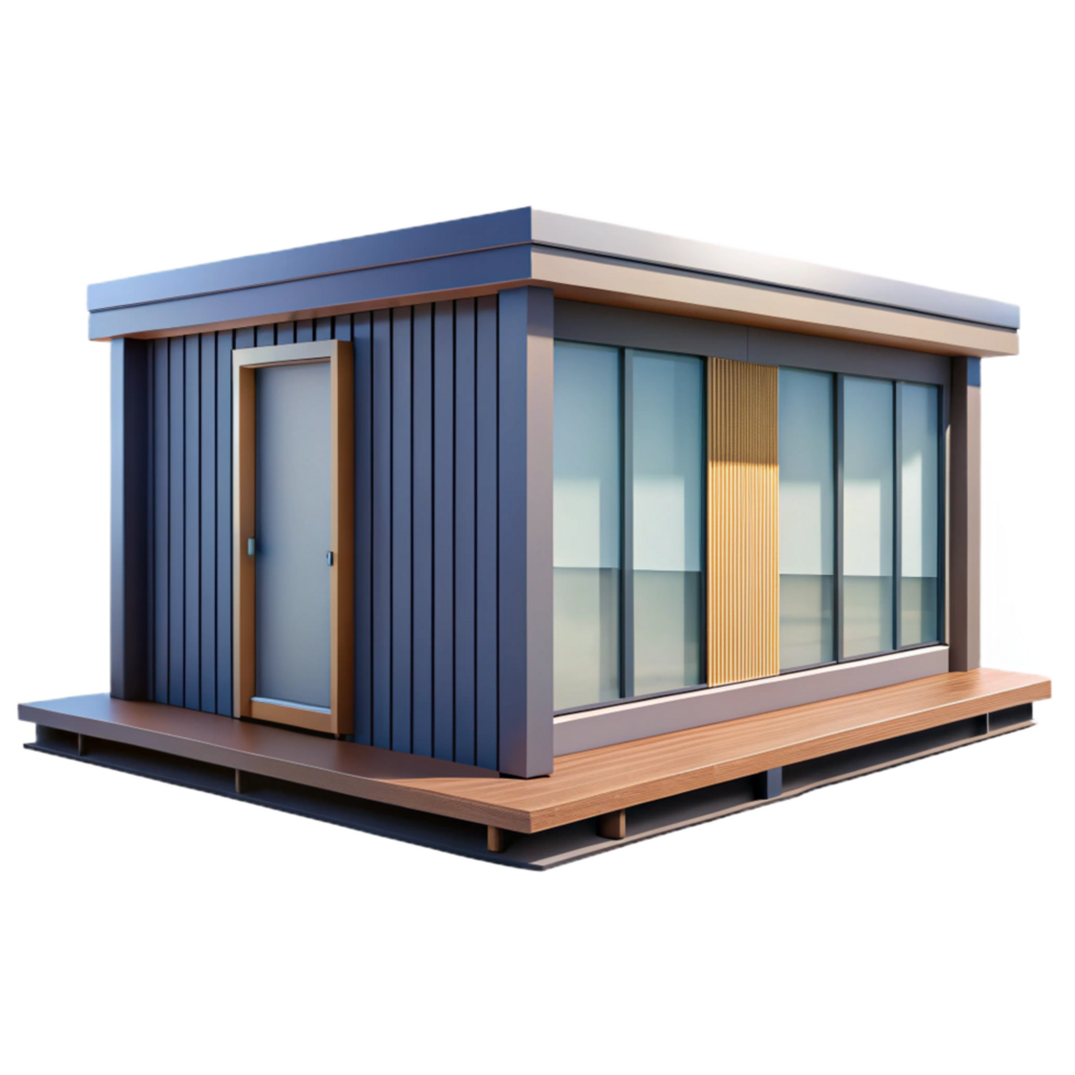 beautiful reflective baroque Prefabricated house module exterior with Transparent Background studio quality png