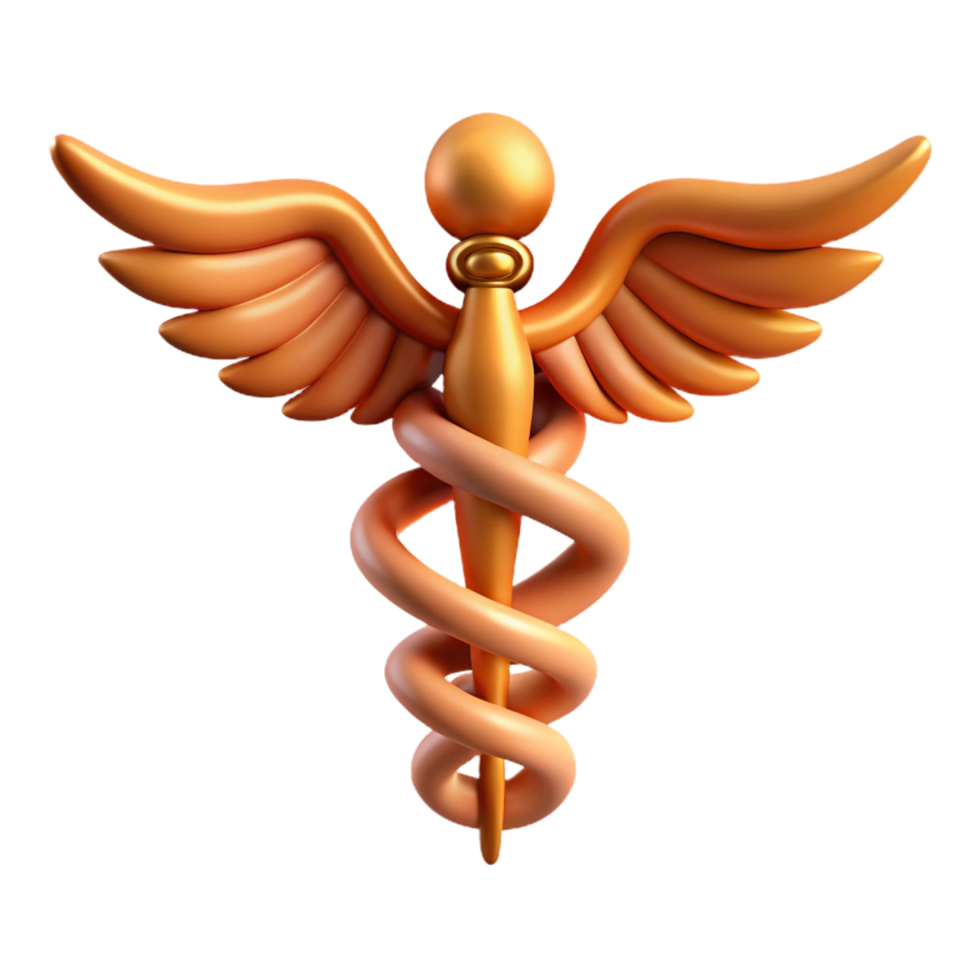 gorgeous exemplary Caduceus, Hermes' staff, symbol of medicine, with Transparent Background png