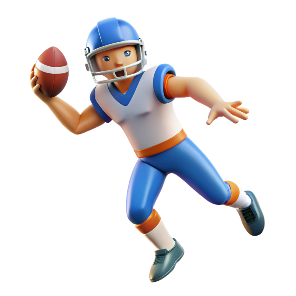 exquisite joyful coastal Football player, throwing, with Transparent Background elite png
