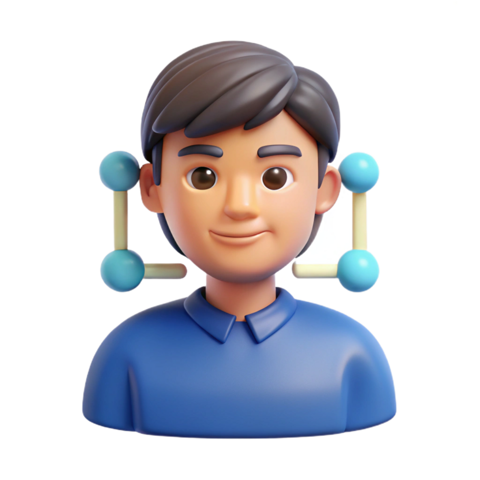 beautiful distinctive Facial recognition software interface with Transparent Background png