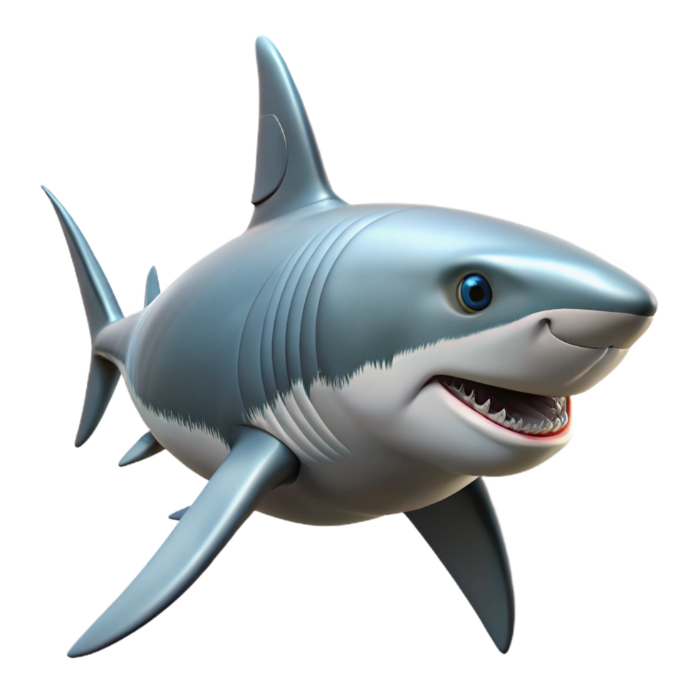 fascinating distinctive Photorealistic, isolated cutout of a swimming great white shark, full body, with Transparent Background png