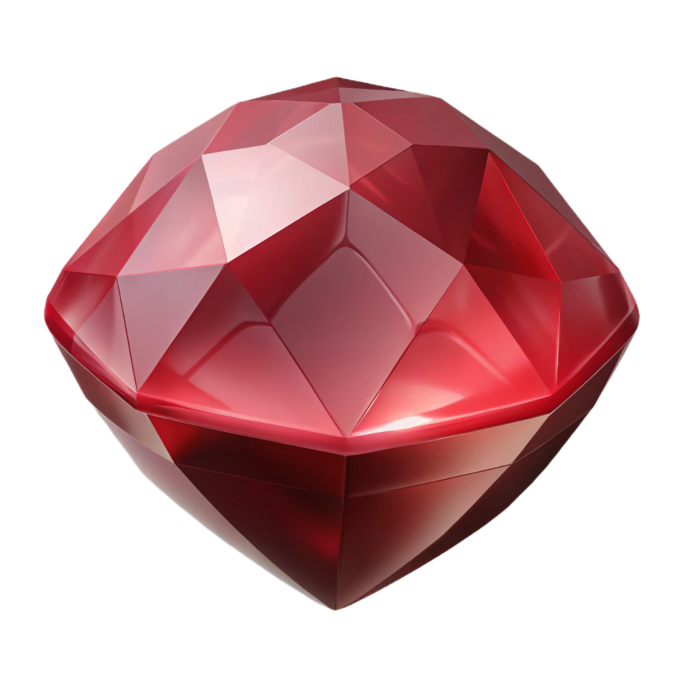 enchanting retro Hyper-specific, professional render of a single, levitating ruby gemstone, photorealistic, isolated cutout with Transparent Background precision png