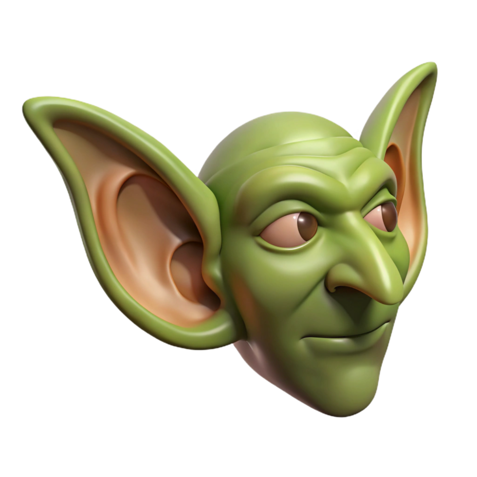 dazzling notable A realistic illustration of a goblin ear with Transparent Background png