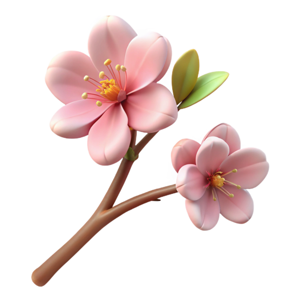 fascinating organic Isolated cutout, professional render of a single branch of cherry blossoms with Transparent Background high resolution png
