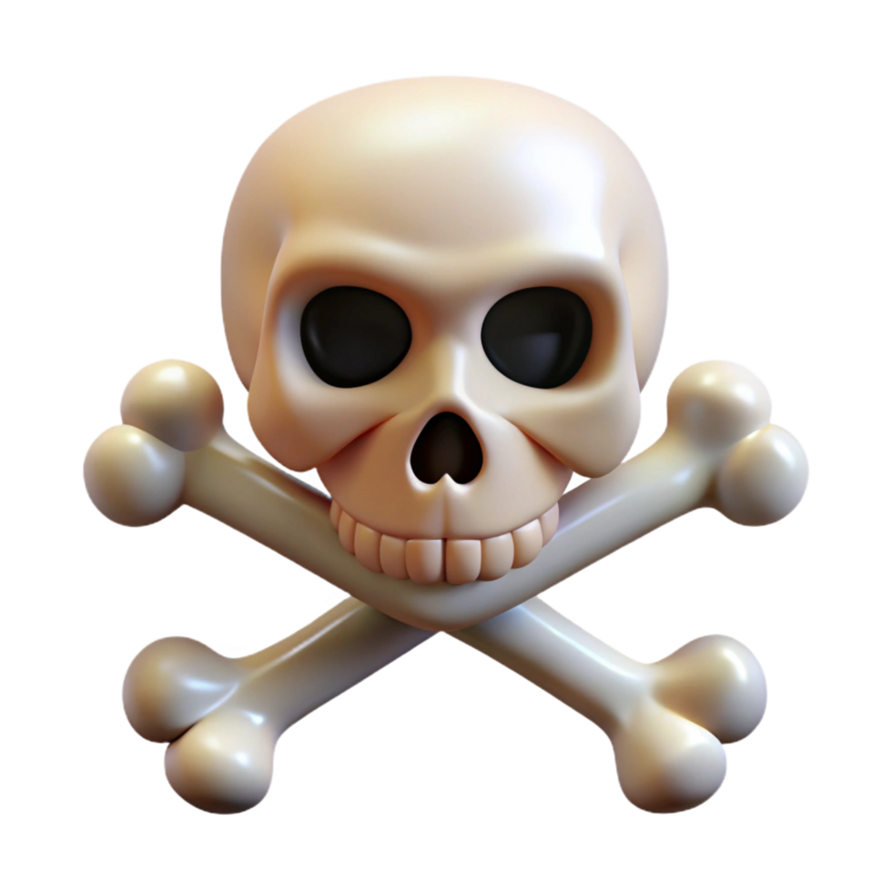 gorgeous energetic organic Skull and crossbones with Transparent Background high resolution png