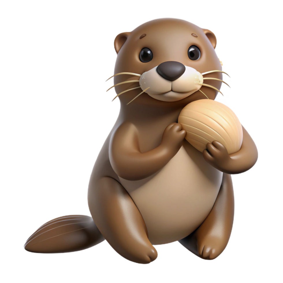 calm stunning A playful sea otter, holding a shell with Transparent Background crisp png