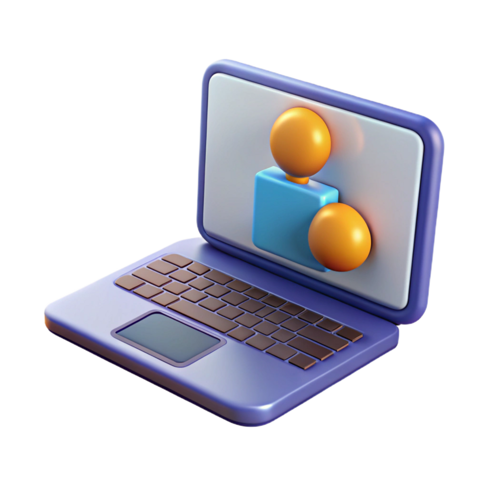 bold beautiful Laptop with conferencing screen with Transparent Background studio quality png
