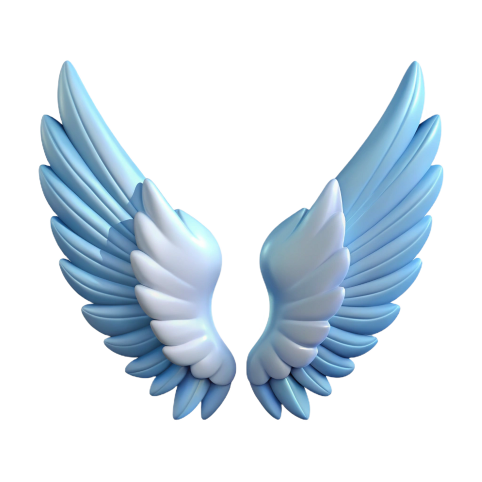 fascinating dramatic avant-garde Angel Wings, feathered wings, angelic symbolism, with Transparent Background studio quality png