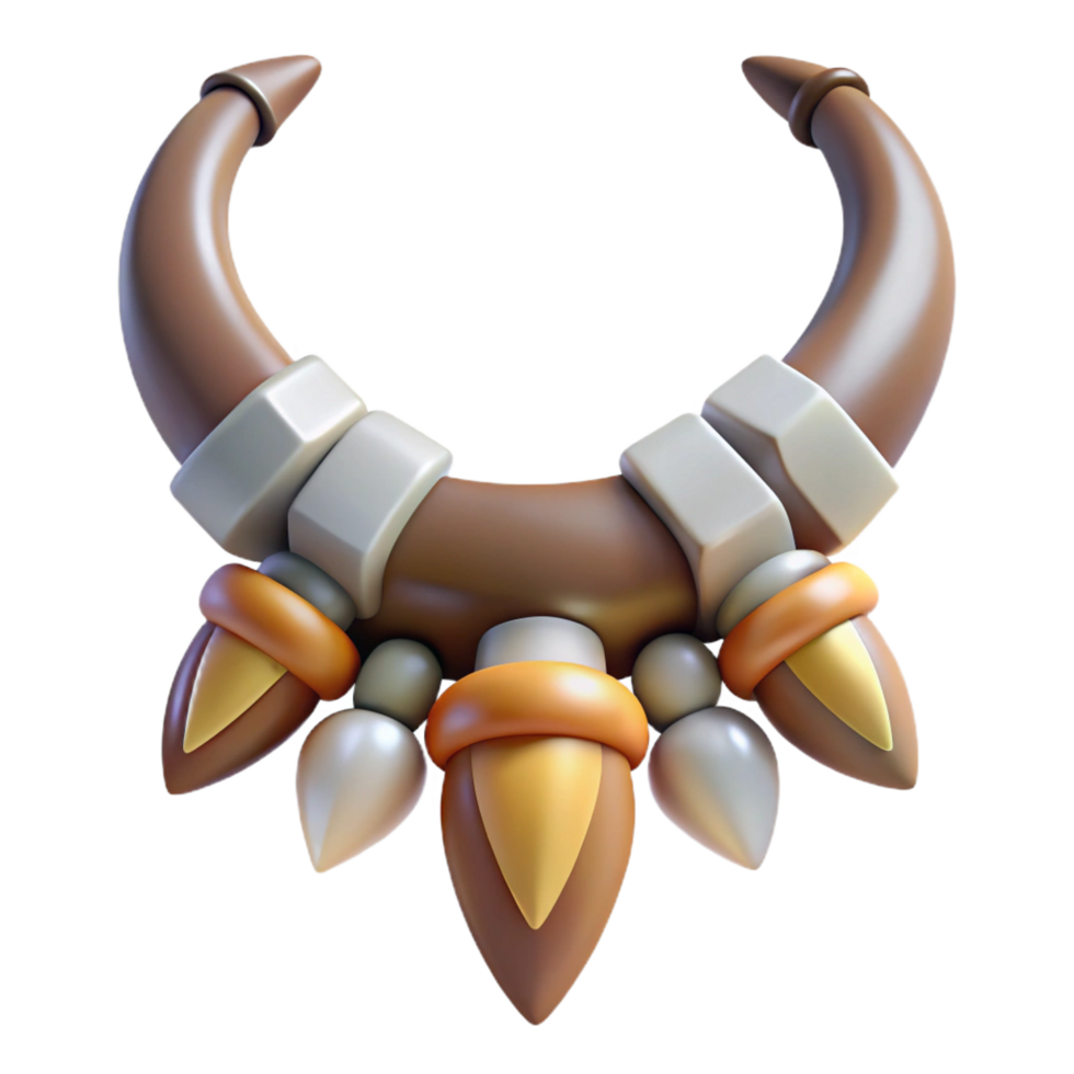 enchanting harmonious abstract Concept art style, isolated cutout of a tribal chieftain's necklace made of animal teeth and claws with Transparent Background gallery standard png