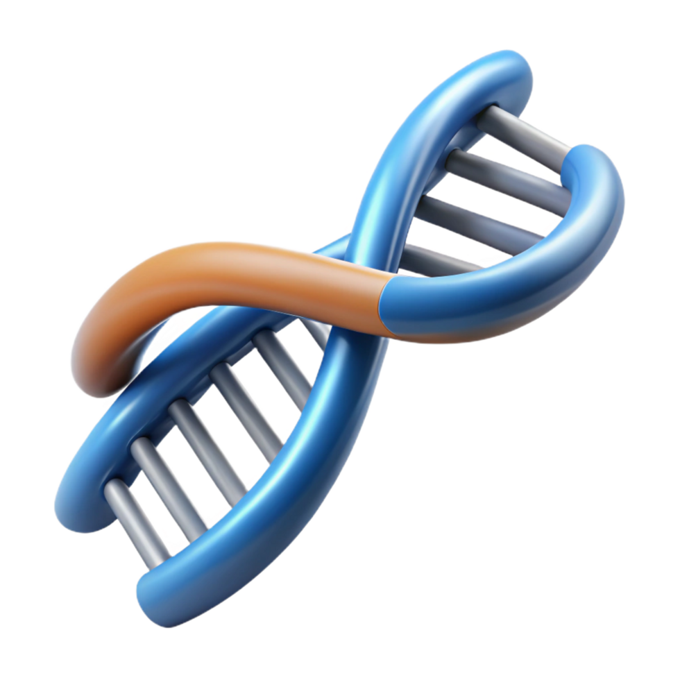 extraordinary standout Hyper-specific, professional render, isolated cutout of a biomechanical DNA double helix segment Photorealistic, ultra-detailed with Transparent Background png