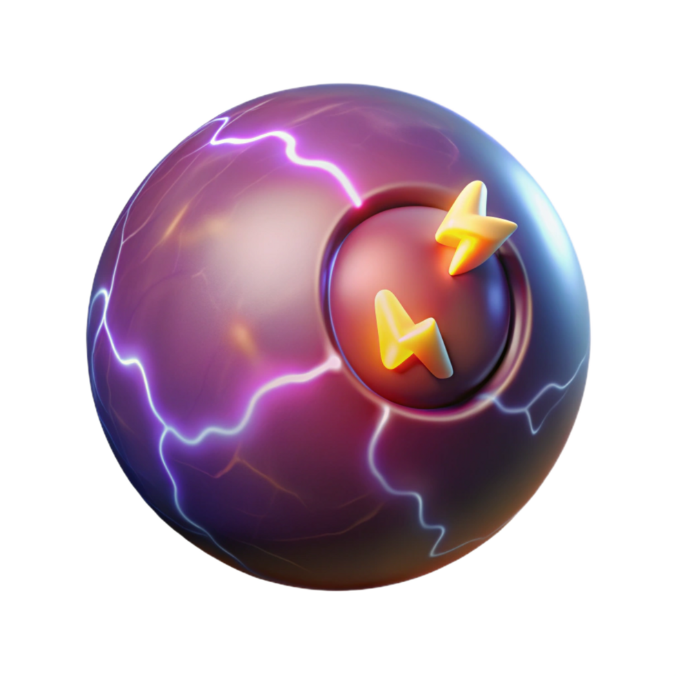 dazzling notable Concept art style, hyper-specific isolated cutout of a single, pulsating orb of pure energy with crackling electricity with Transparent Background png