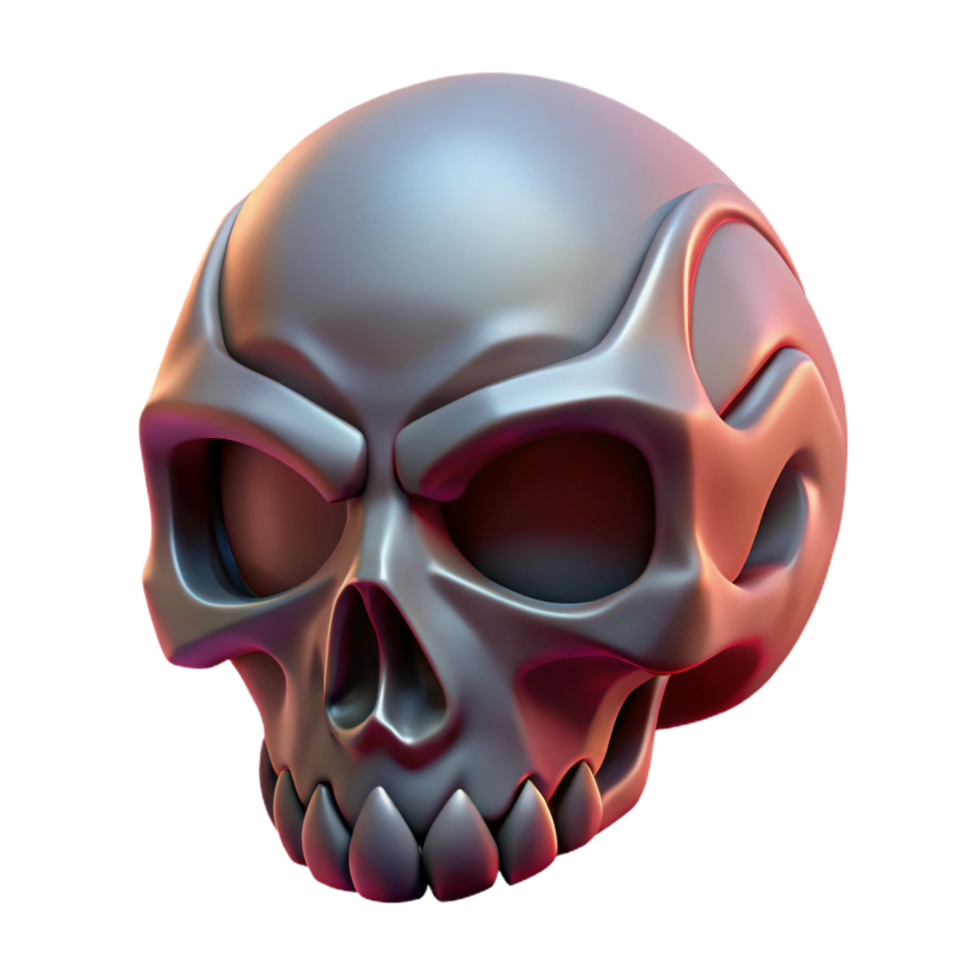 extraordinary melancholic surreal Ultra-detailed, concept art style illustration of a single, stylized skull, tribal markings, isolated cutout with Transparent Background precision png