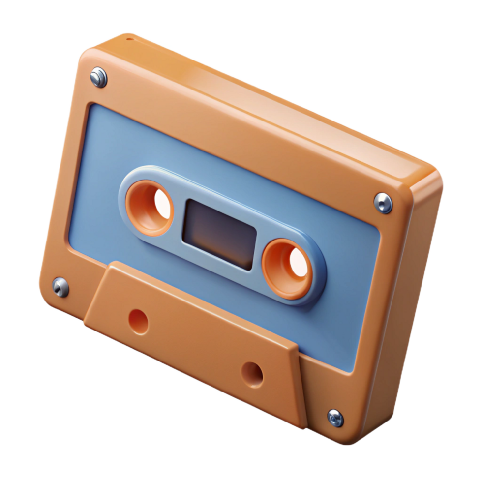 elegant art deco Hyper-specific, isolated cutout of a single retro cassette tape, professional render, ultra-detailed magnetic tape visible with Transparent Background expertly shot png