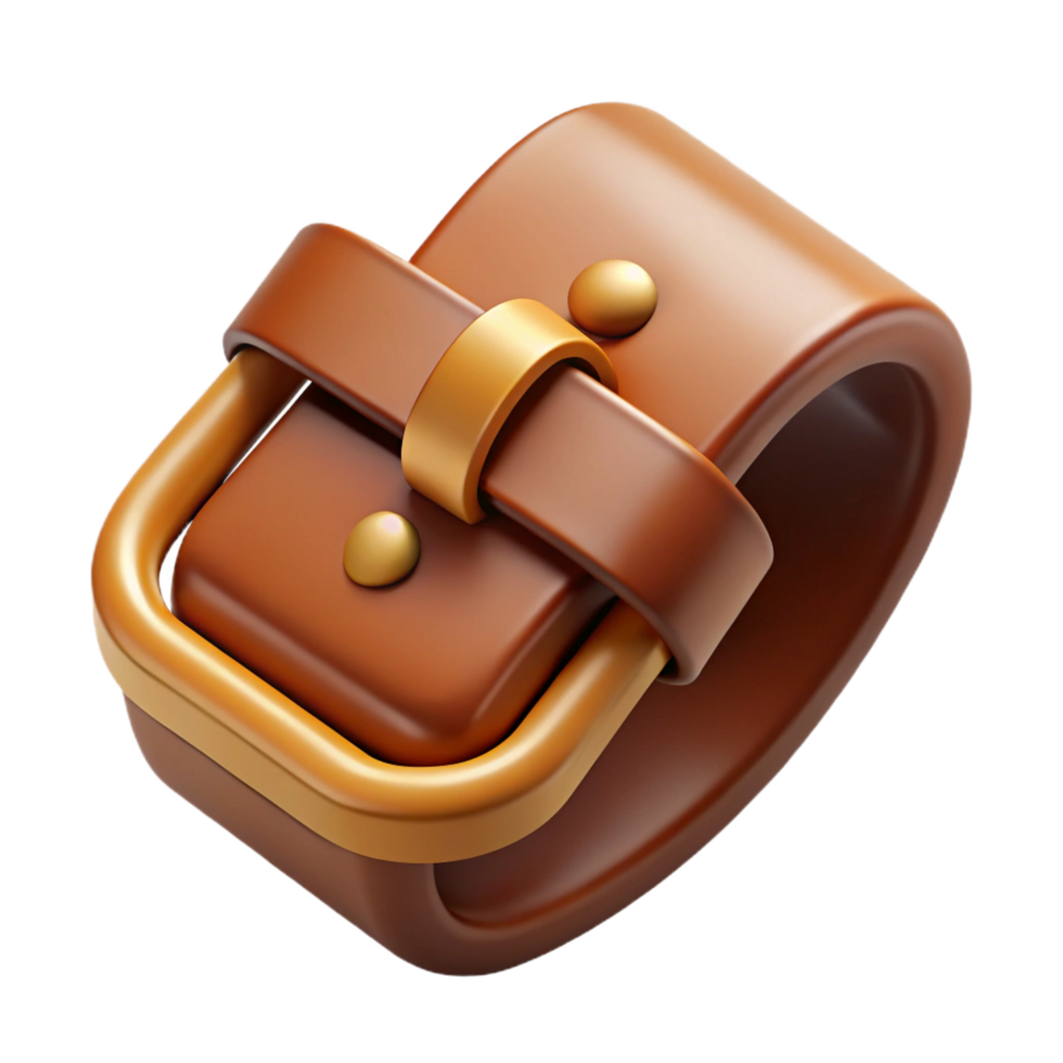 glorious nordic Hyper-specific, professional render of a single brown leather belt buckle Isolated cutout with Transparent Background museum quality png