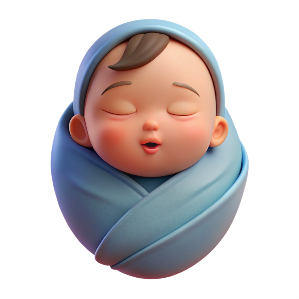 coveted geometric Sleeping baby, peaceful expression, swaddled, with Transparent Background fine detail png
