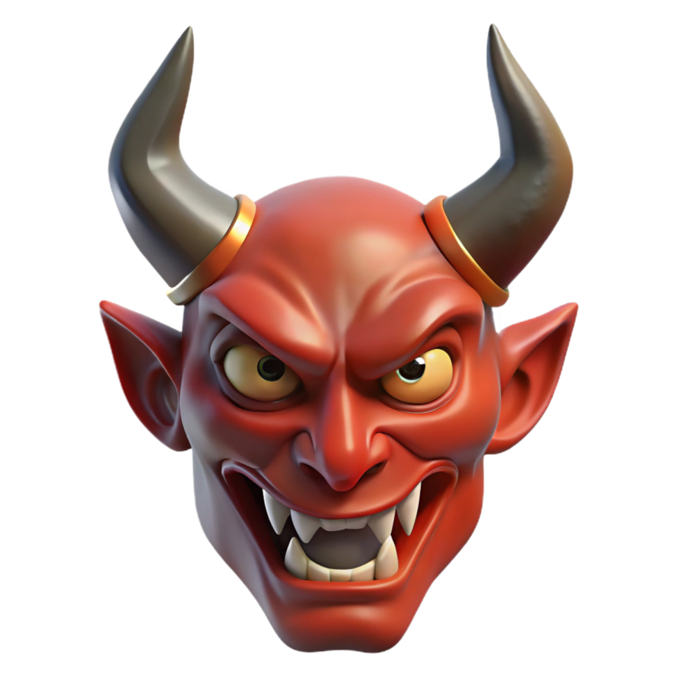 enchanting iconic A horned demon mask with a sinister expression with Transparent Background png