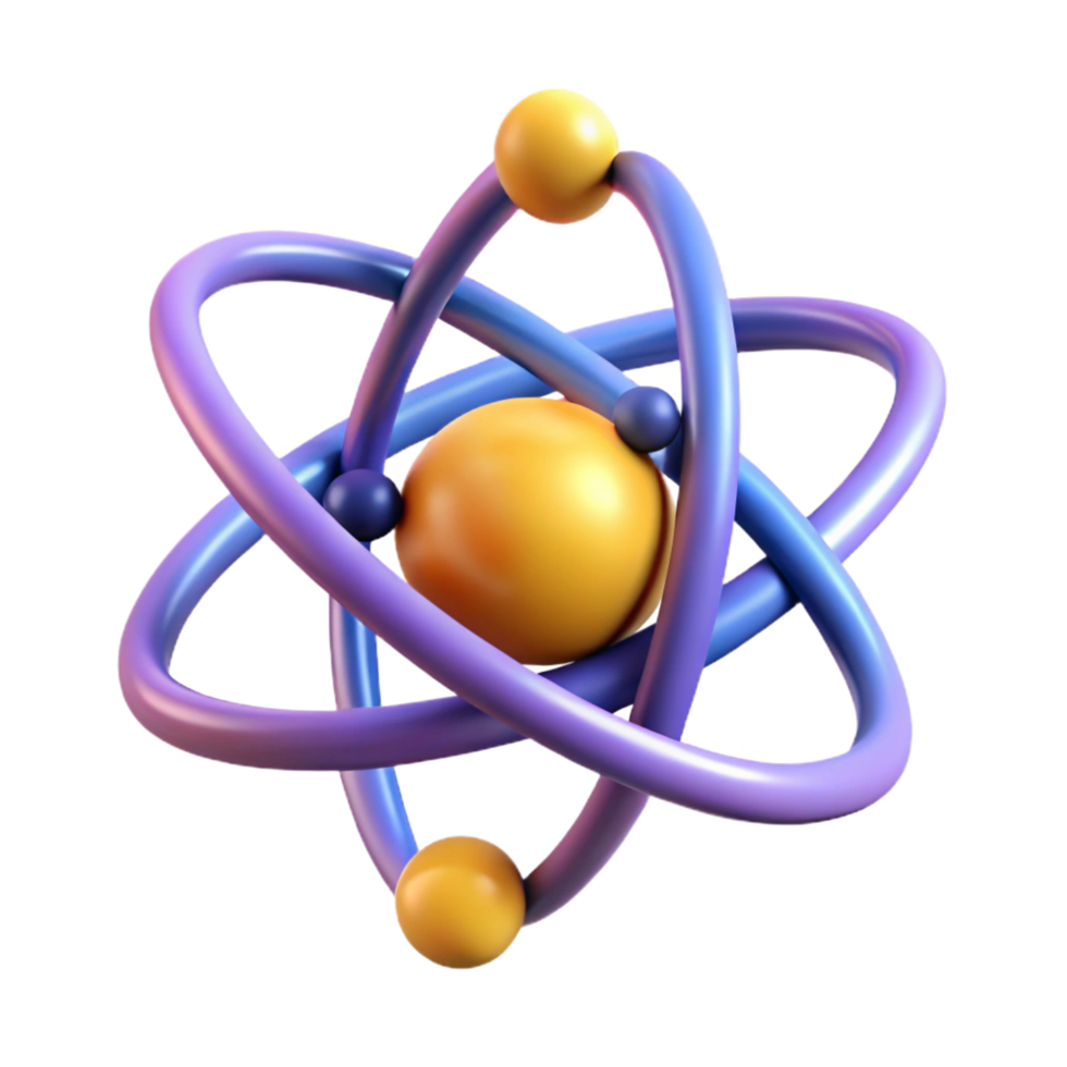enchanting unparalleled A stylized, abstract representation of the atom with Transparent Background png