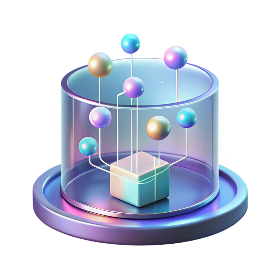 extraordinary tranquil modern Holographic display, floating, data streams with Transparent Background masterfully captured png