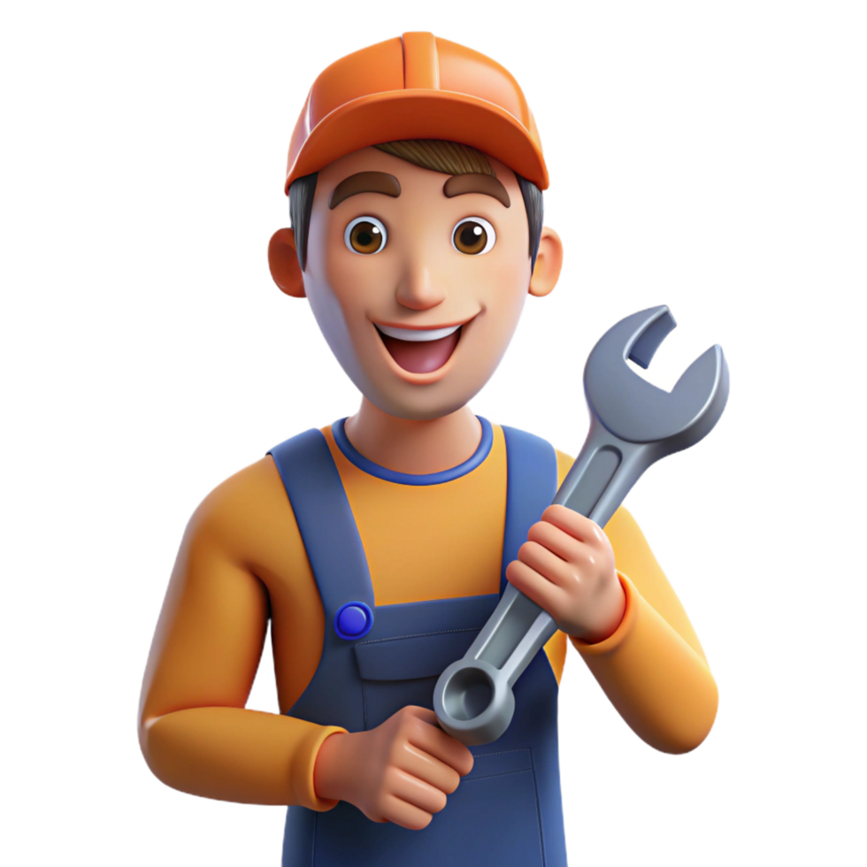 captivating tropical Mechanic holding wrench with Transparent Background crisp png