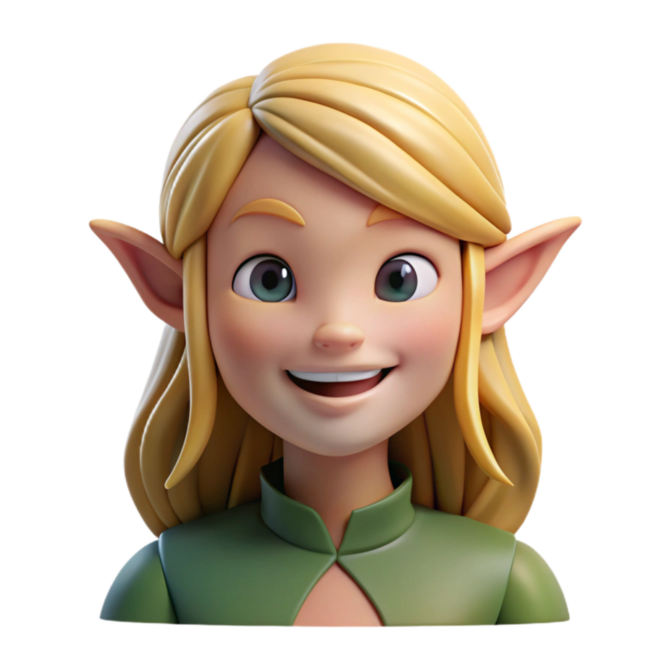 elegant elegant A smiling female elf with flowing blonde hair, with Transparent Background crisp png