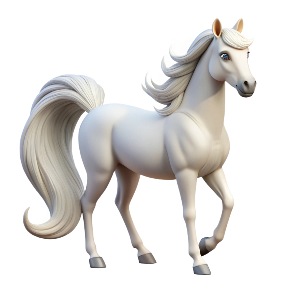 fascinating memorable Horse, Arabian, white, flowing mane and tail with Transparent Background png