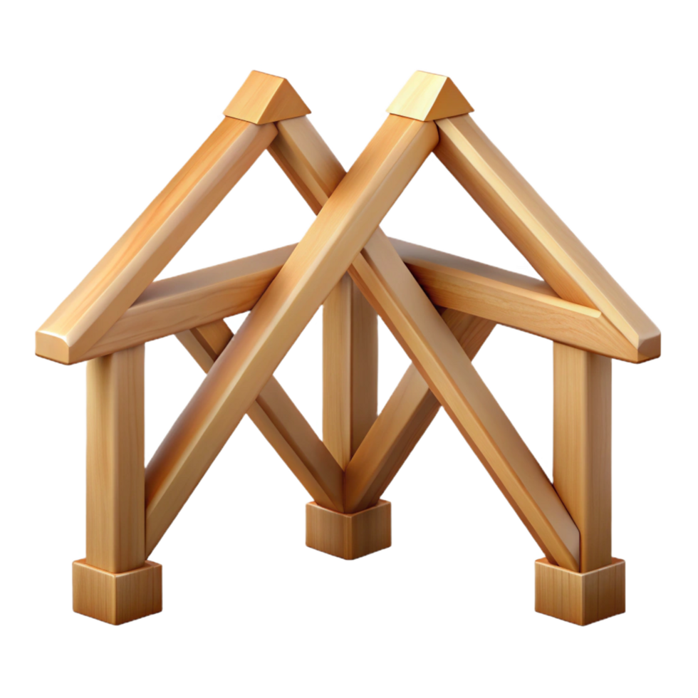 distinguished renaissance Wooden truss, traditional construction, with Transparent Background expertly shot png