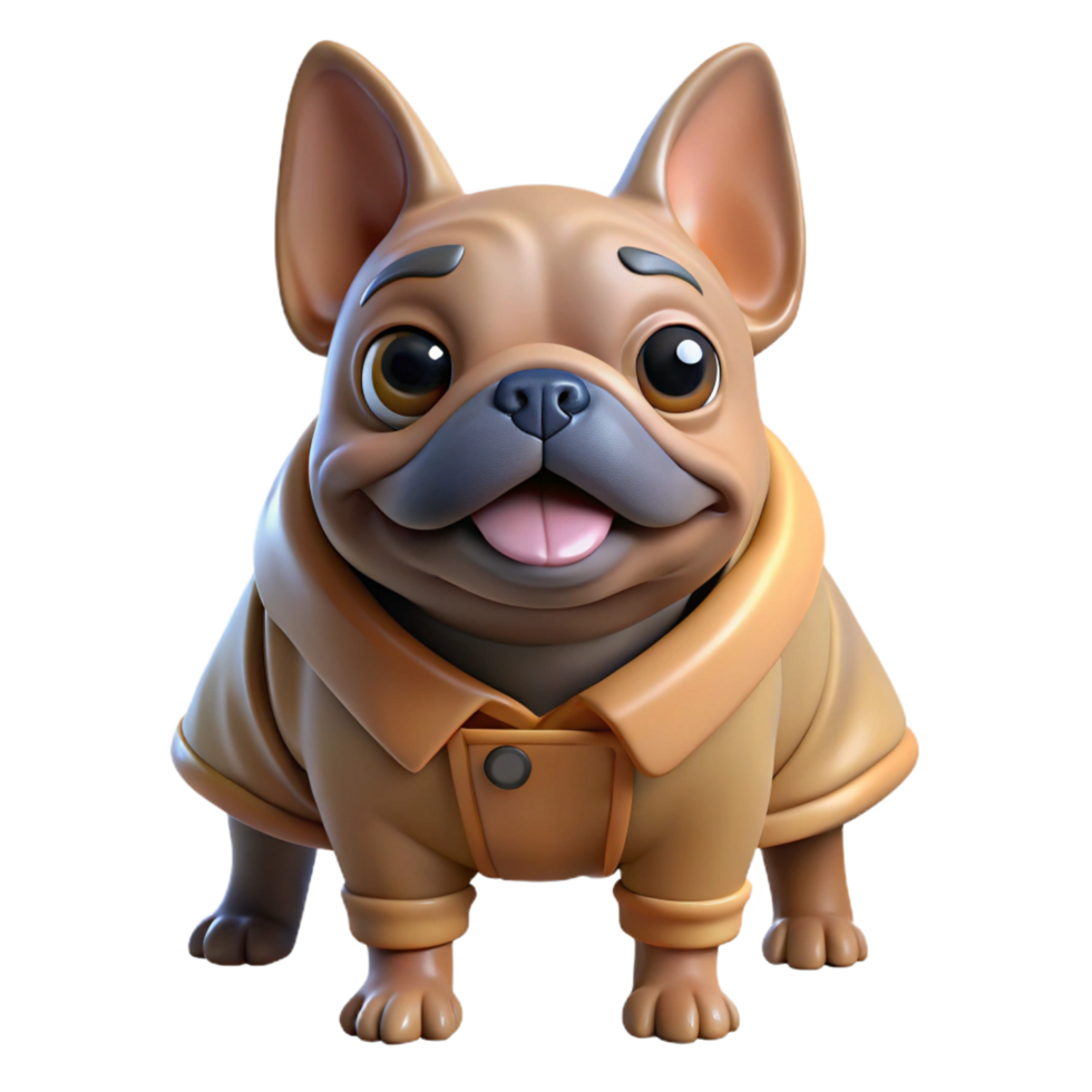 energetic dazzling French Bulldog, fawn, wrinkled face, happy expression with Transparent Background expertly shot png