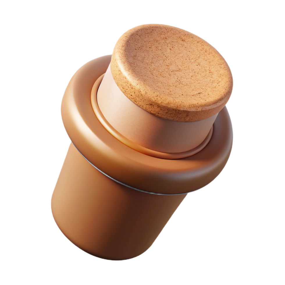 captivating celebrated Hyper-specific, professional render of a single cork bottle stopper Isolated cutout with Transparent Background png