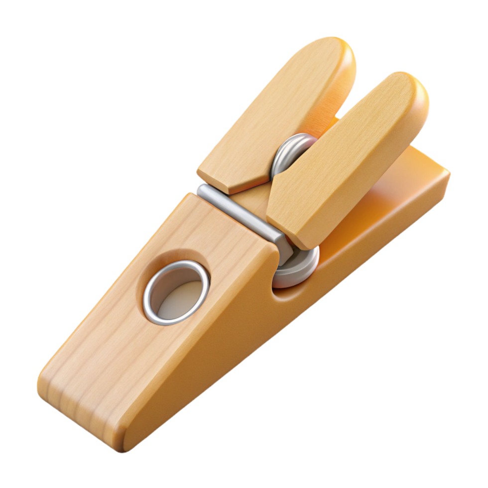 joyful glorious Hyper-specific, photorealistic isolated cutout of a single wooden clothespin with Transparent Background ultra HD png