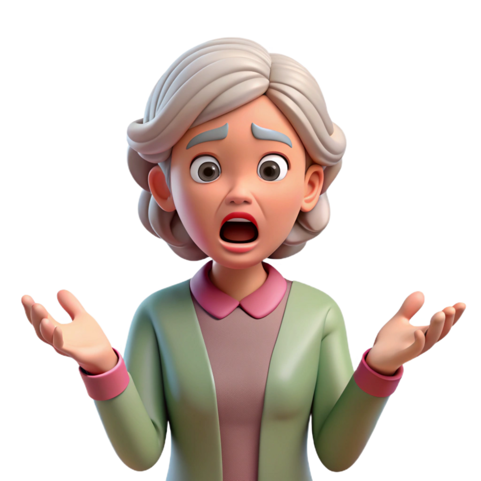 radiant memorable Confused senior woman with a puzzled expression, with Transparent Background png