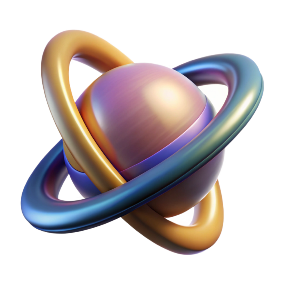 dazzling avant-garde Hyper-specific, professional render of a single, abstract, planetary ring, ultra-detailed, isolated cutout with Transparent Background top-tier png