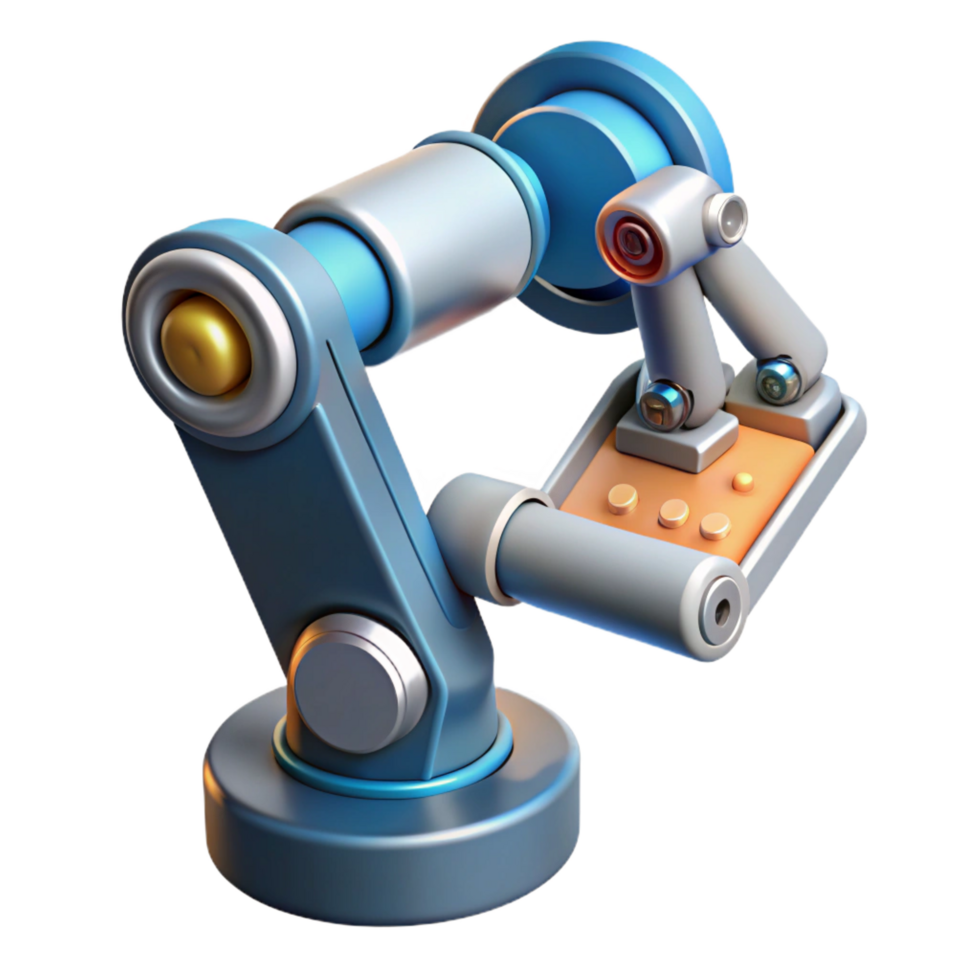 energetic alluring Robot arm holding a circuit board with Transparent Background 4K png