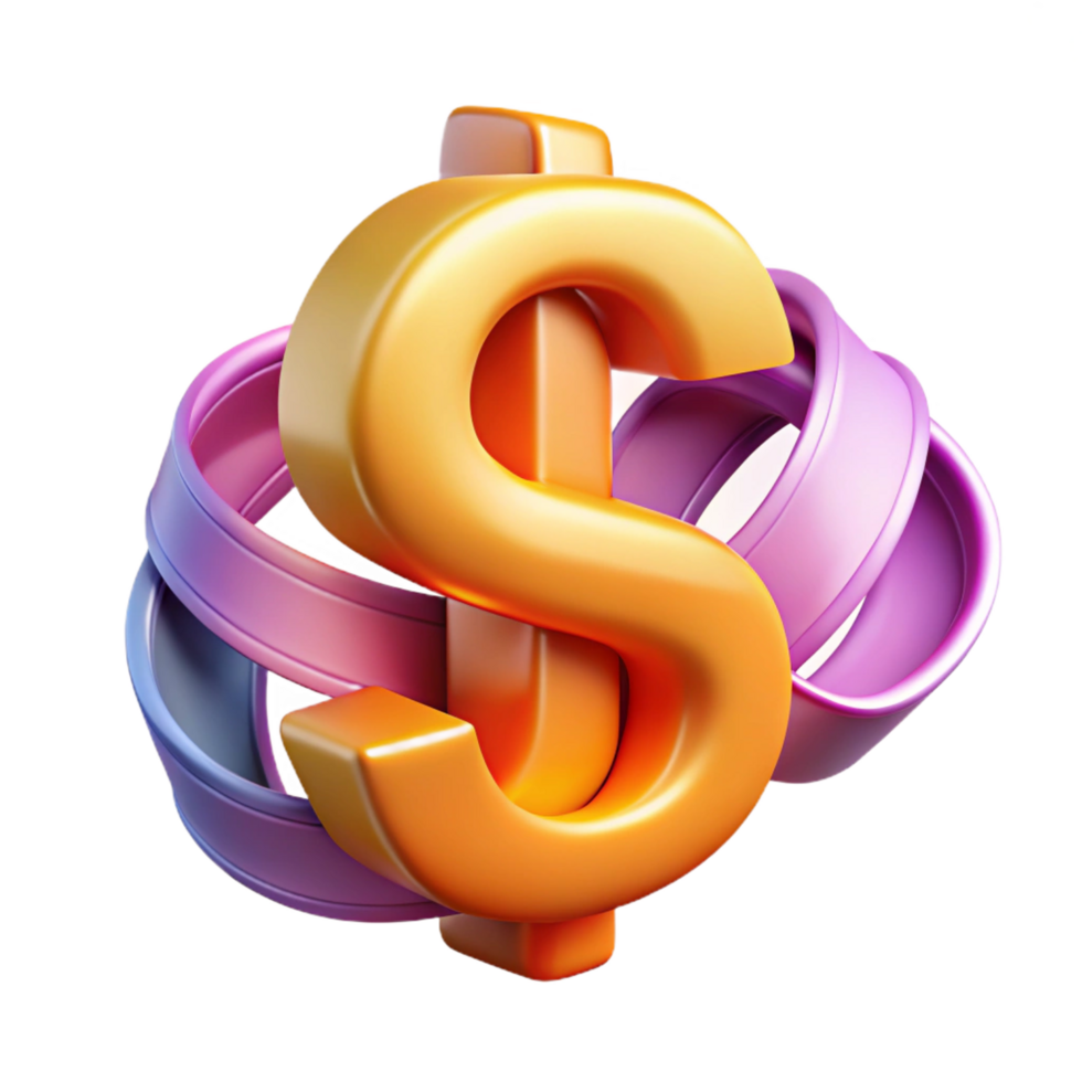 ethereal glorious A dollar sign, made of flowing ribbons with Transparent Background artisan png