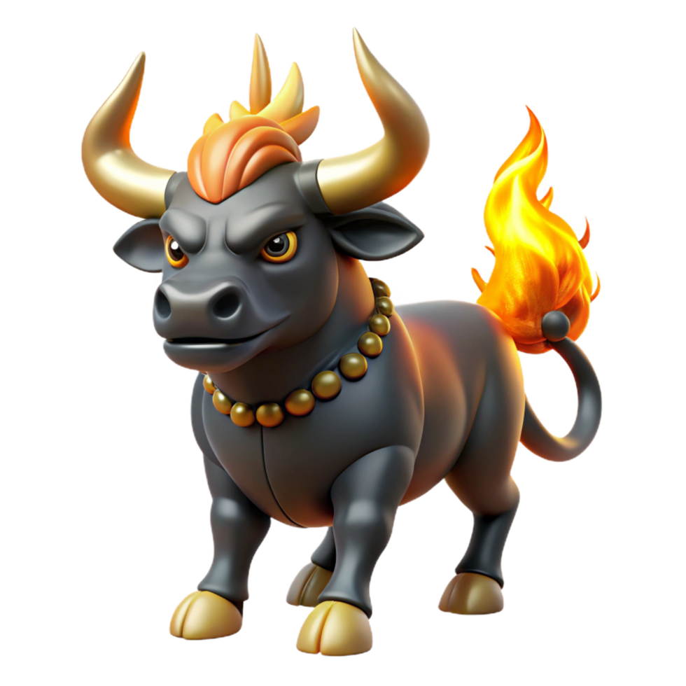 dreamy hypnotic Cretan Bull, Heracles' seventh labor, fire-breathing bull, with Transparent Background flawless png