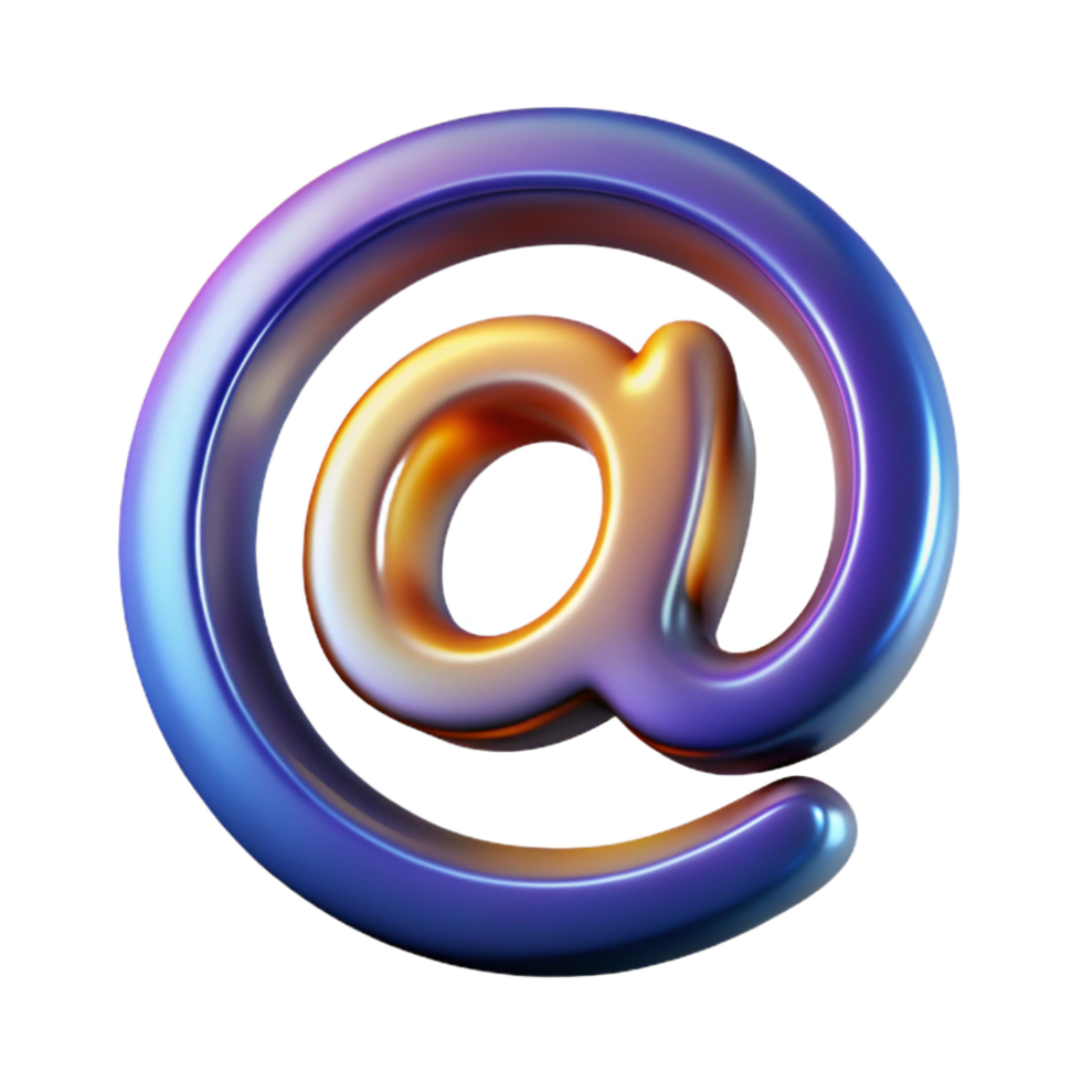 impressive reflective avant-garde A stylized at symbol, abstract and digital with Transparent Background professional png