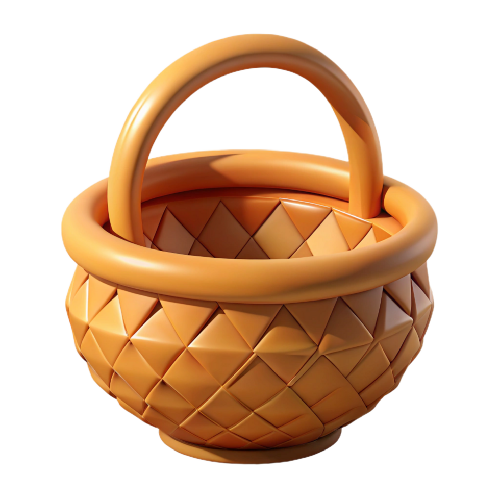 intense dramatic Concept art style, isolated cutout of a single hand-woven tribal basket with a geometric pattern with Transparent Background precision png
