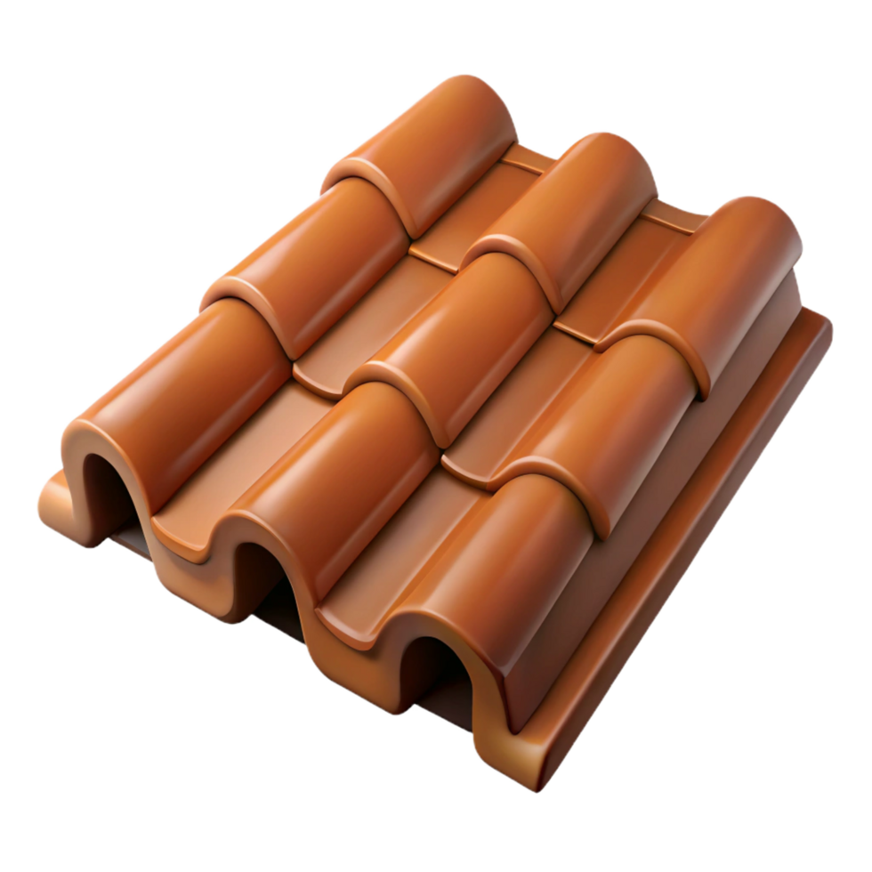 remarkable avant-garde Photorealistic, ultra-detailed, isolated cutout of a single, weathered, terracotta roof tile Hyper-specific texture and color with Transparent Background precision png