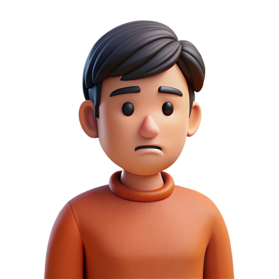 extraordinary mysterious art deco Sad young man, looking down, with Transparent Background detailed png