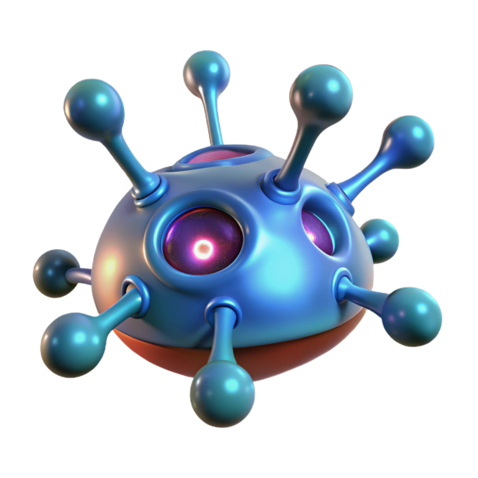 exemplary baroque Alien spore, bioluminescent, microscopic detail with Transparent Background genuine png