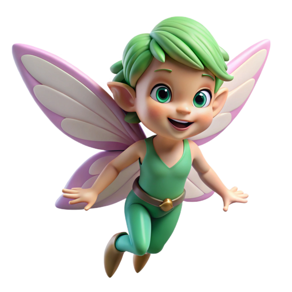 timeless rustic A playful pixie, fluttering wings, mischievous grin with Transparent Background studio quality png