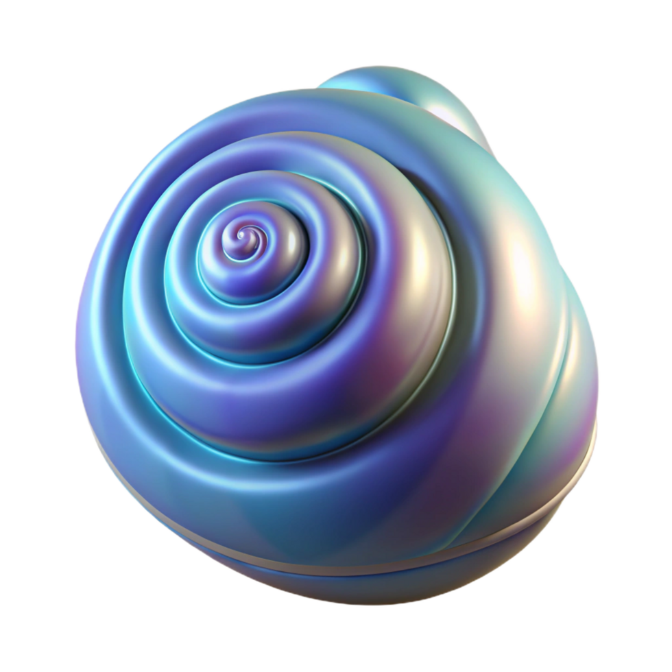 glorious unforgettable Concept art style, isolated cutout of a single, polished seashell with spiral pattern and iridescent sheen with Transparent Background png
