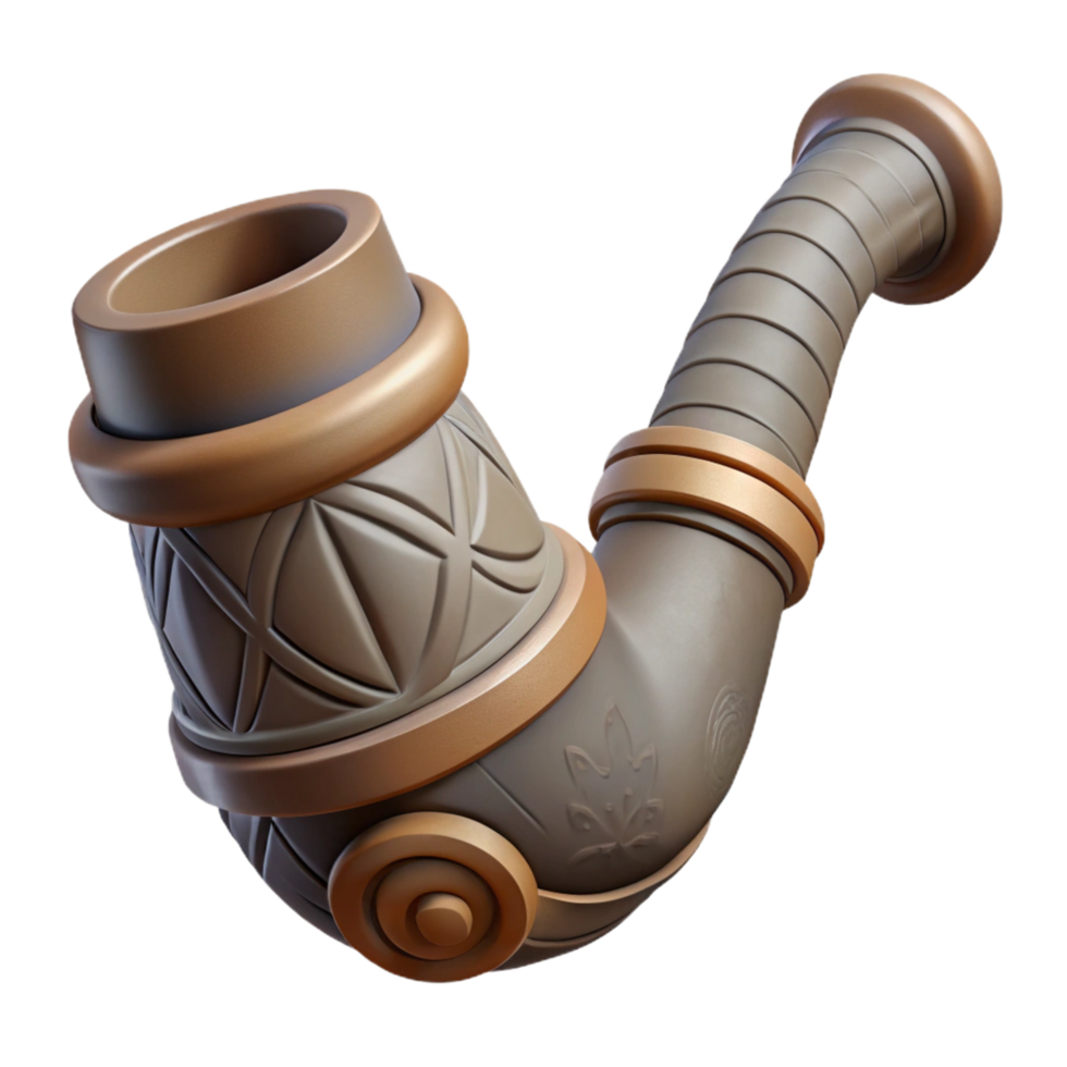 majestic tranquil contemporary Isolated cutout, concept art style, tribal ceremonial pipe, carved stone, intricate stem with Transparent Background top-tier png