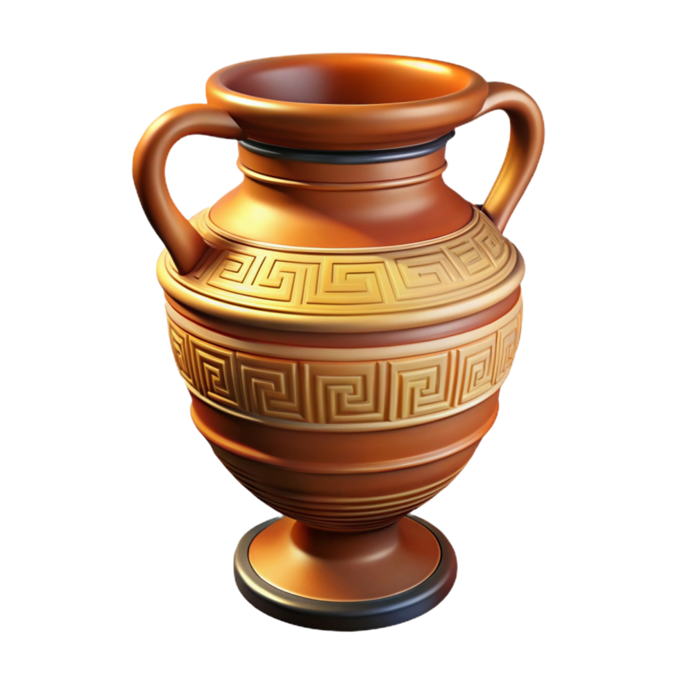 picturesque reflective bohemian Ultra-detailed, professional render of a single, ancient Greek vase with intricate patterns Isolated cutout with Transparent Background precision png