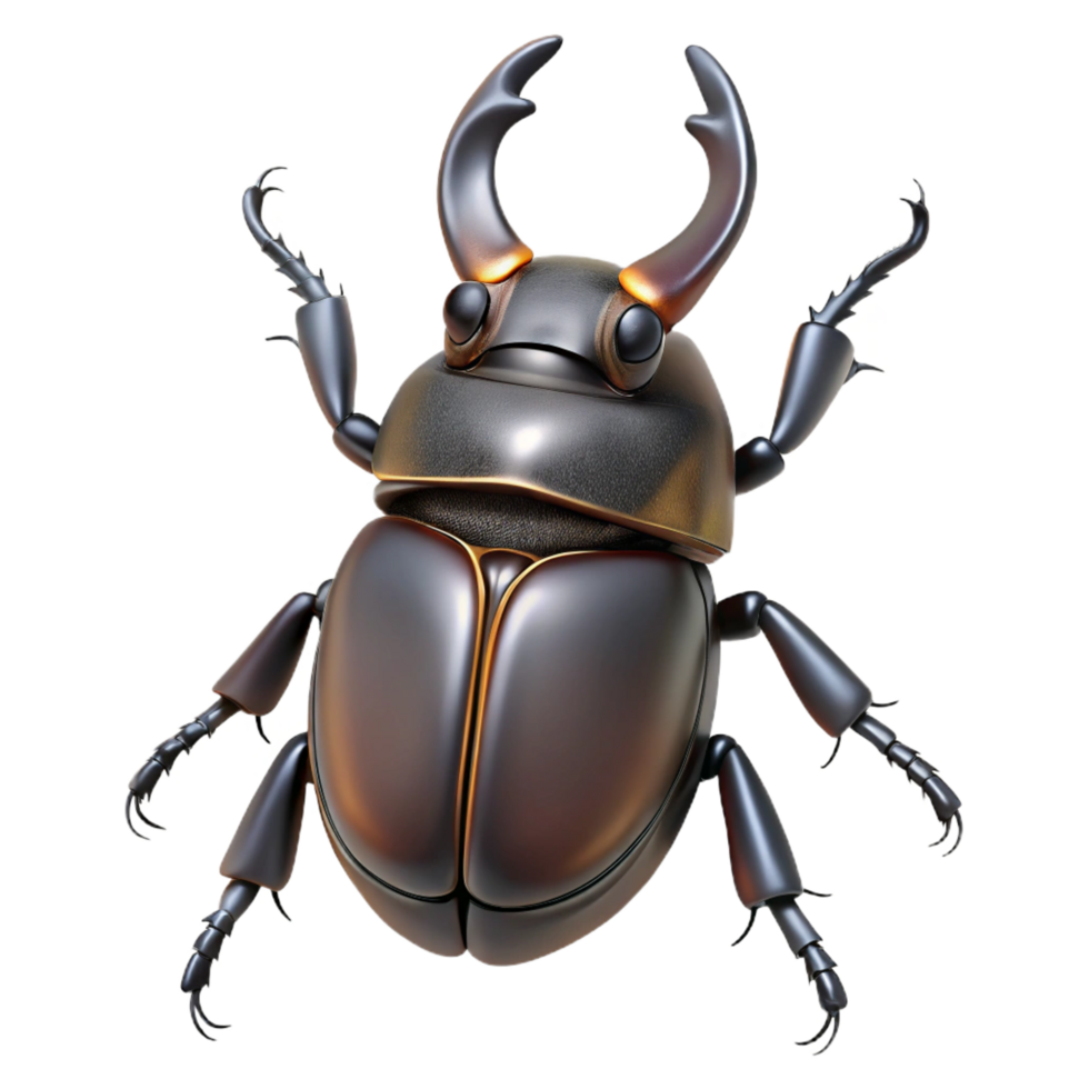 pristine standout Hyper-specific professional render of an isolated cutout single rhinoceros beetle Dynastinae, dorsal view, with Transparent Background png