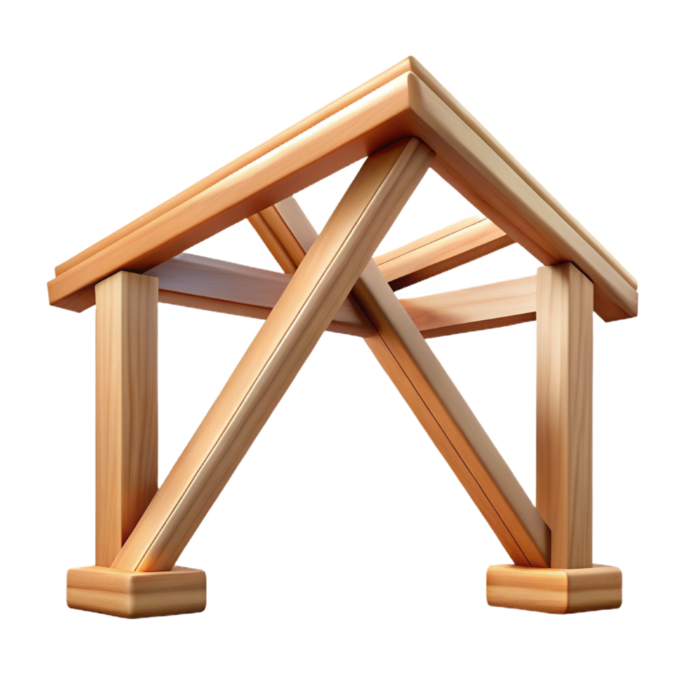 picturesque contemporary Wooden truss, traditional construction, with Transparent Background professional png