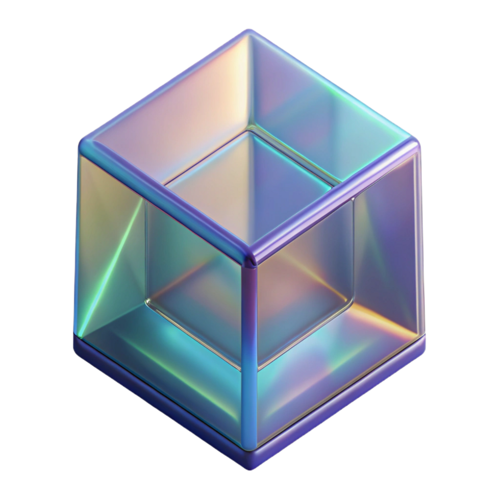 radiant dynamic classic Concept art style, isolated cutout of a single, glass building block, iridescent with Transparent Background original png