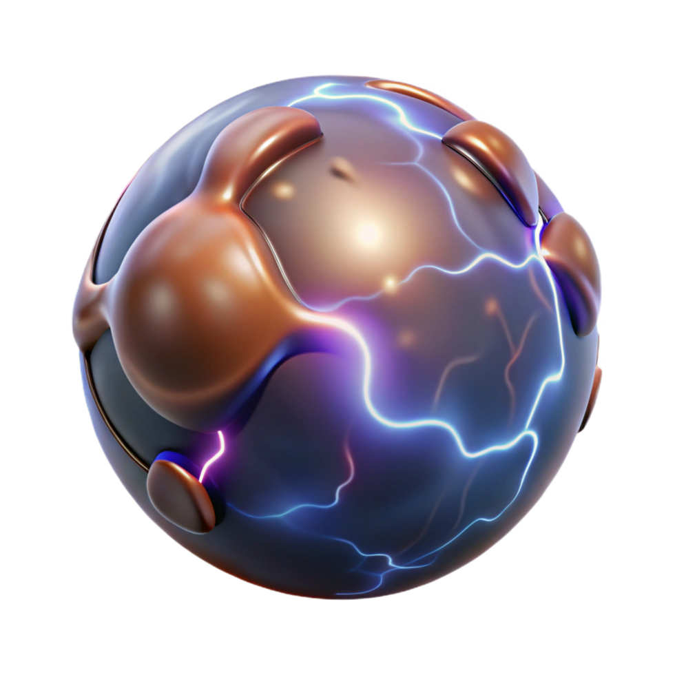 tranquil beautiful Concept art style, hyper-specific isolated cutout of a single, pulsating orb of pure energy with crackling electricity with Transparent Background original png