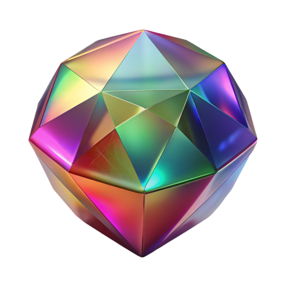 striking playful vintage A single, polished gemstone with facets reflecting rainbow colors with Transparent Background refined png