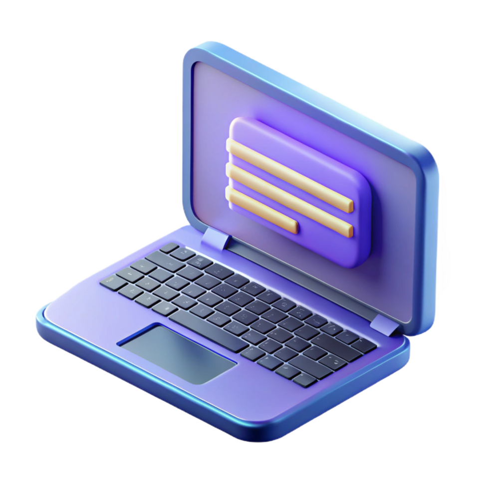 Impressionante ispirato Aperto il computer portatile visualizzazione codice su il schermo, con trasparente sfondo png